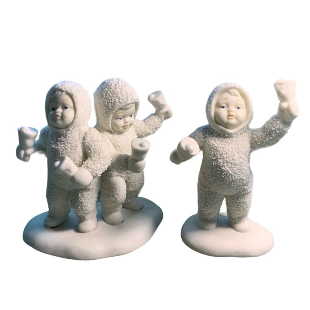 Dept 56 Snowbabies LETS ALL CHIME IN 2pcs 68454 1993-95 Christmas Vintage